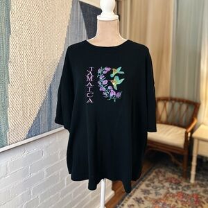 Super T's Jamaica Hummingbird Floral Embroidered T-Shirt